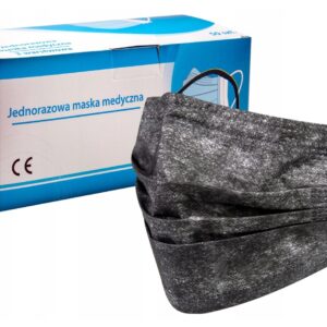 Maska chirurgiczna czarna typ II 50szt medyczna, trójwarstwowa, na gumce
